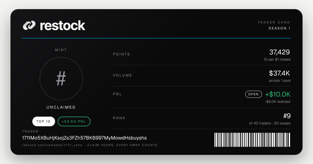 Trader card