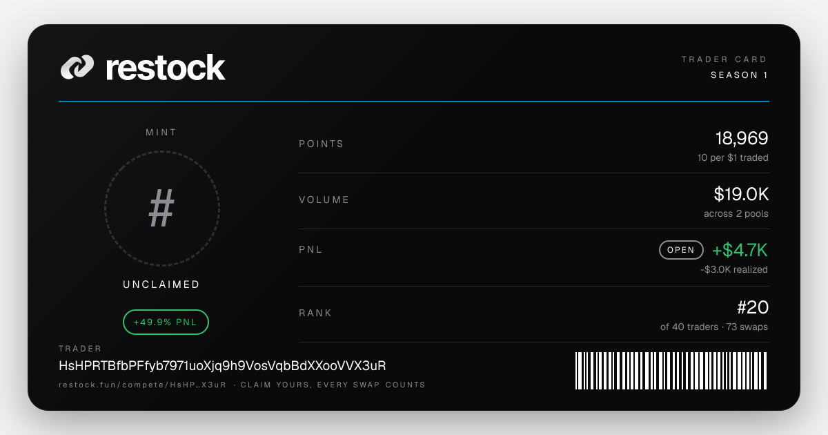 Trader card