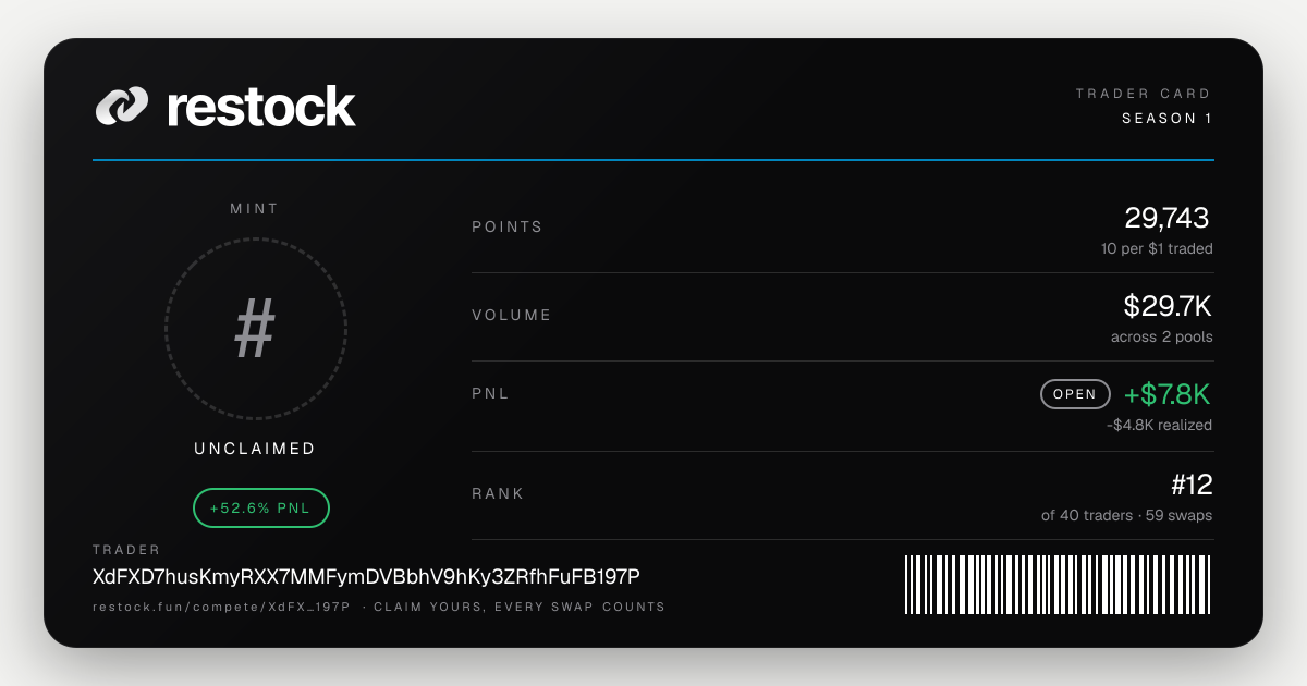Trader card