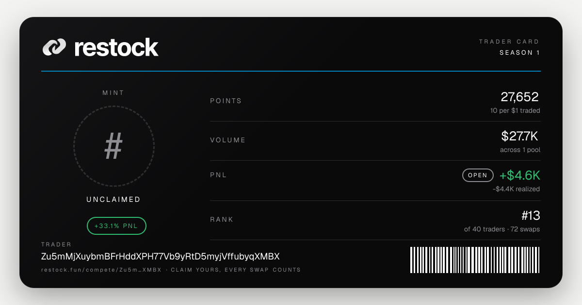 Trader card