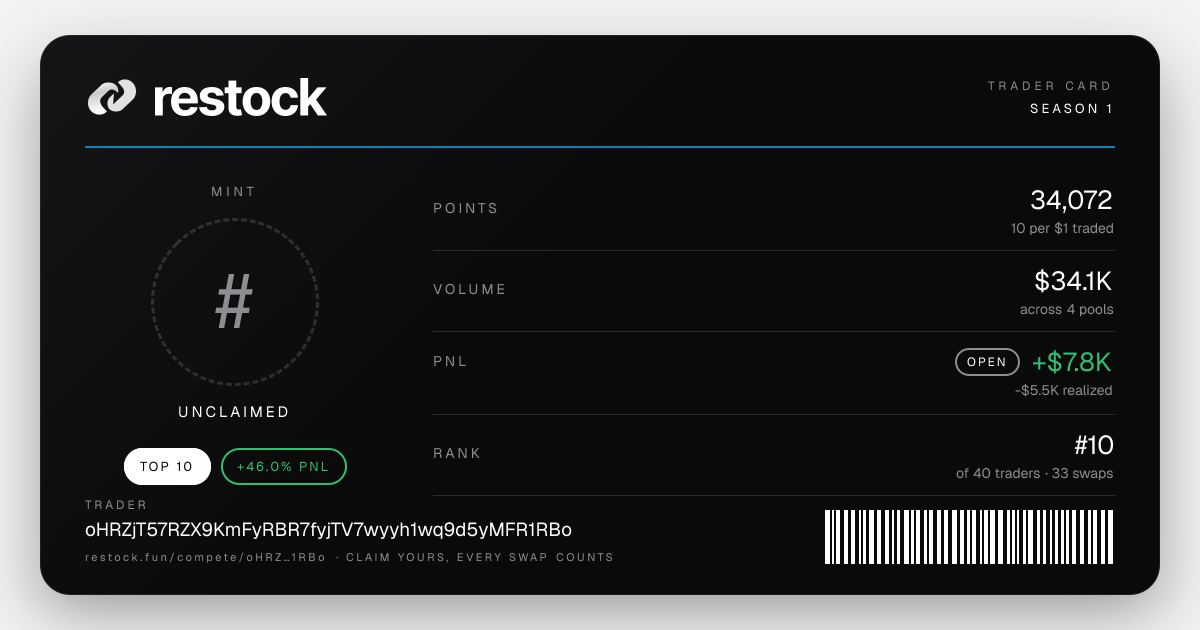 Trader card