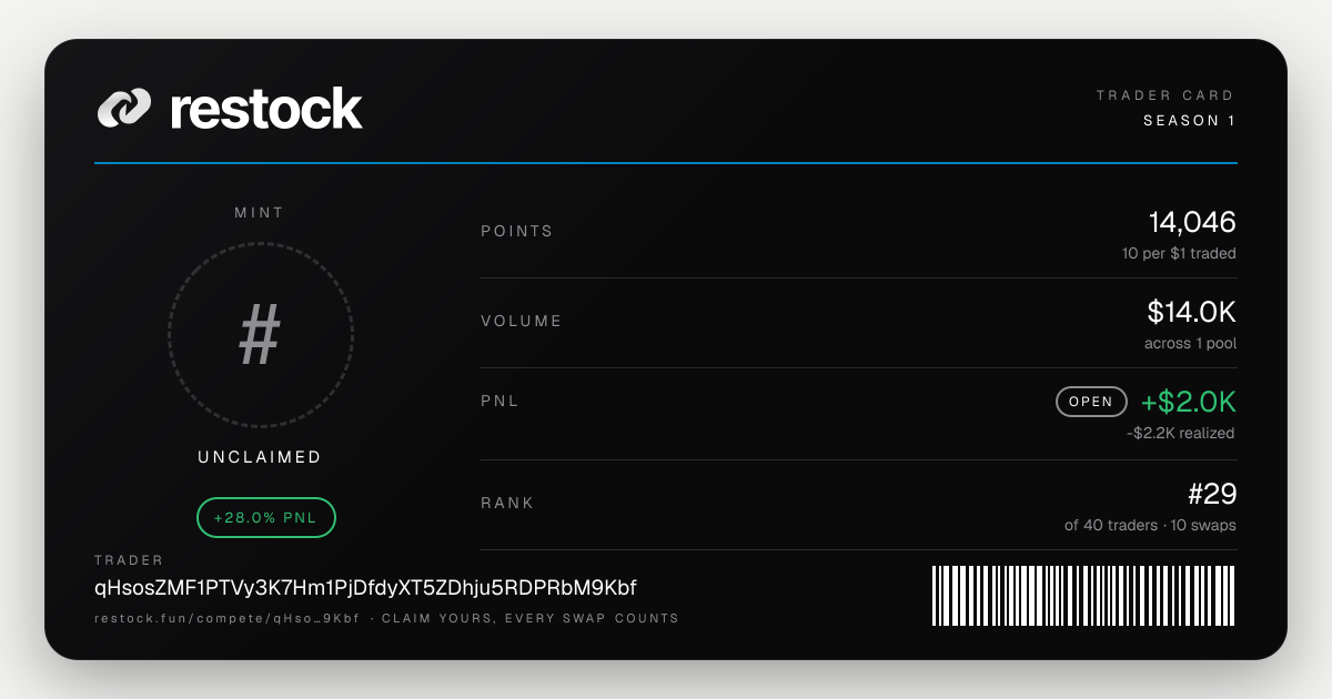 Trader card