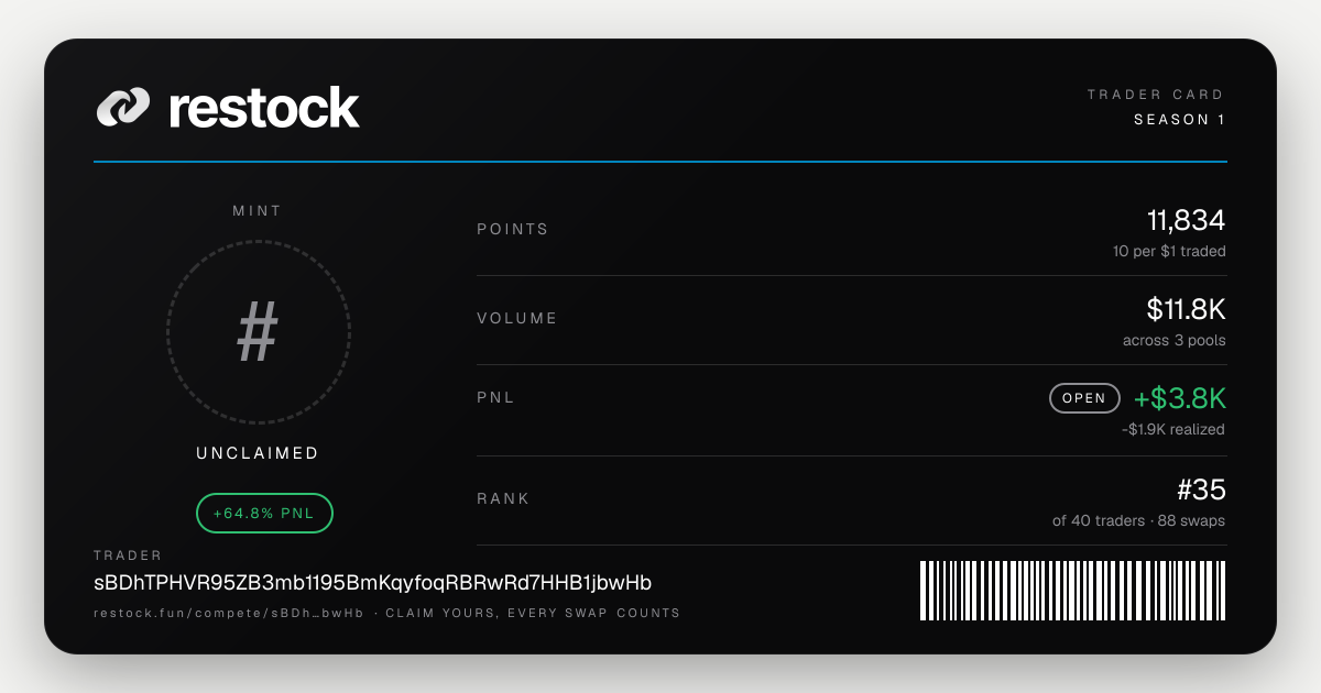 Trader card