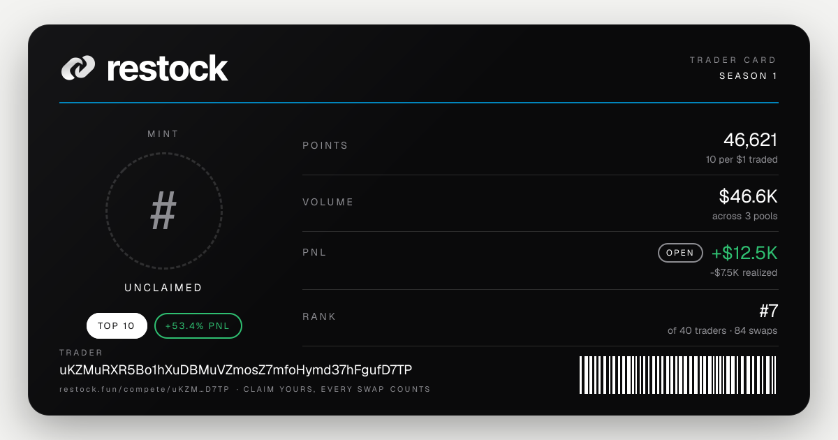 Trader card
